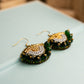 Bead-Embroidered Bicone Emerald Green Crystal Eye Statement Earrings